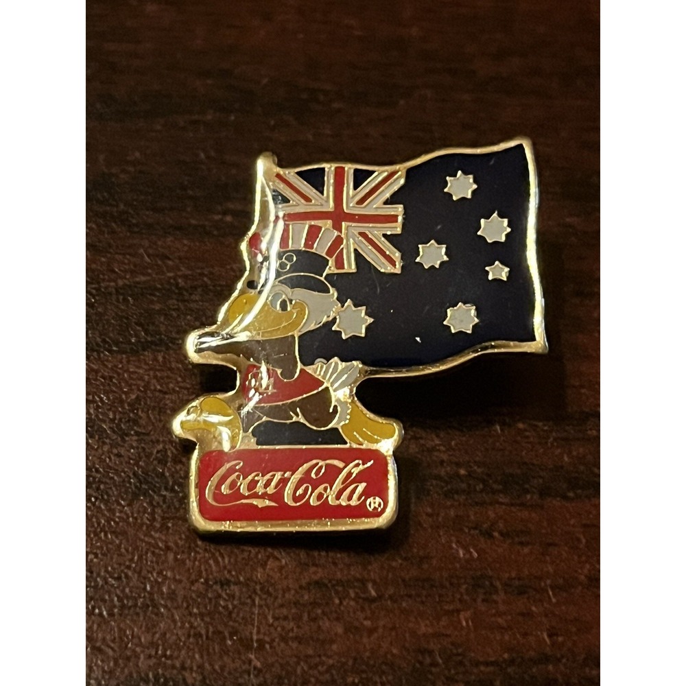 Vintage 1984 Los Angeles Olympics Coca Cola Sam Eagle Australia Flag Lapel Pin‎